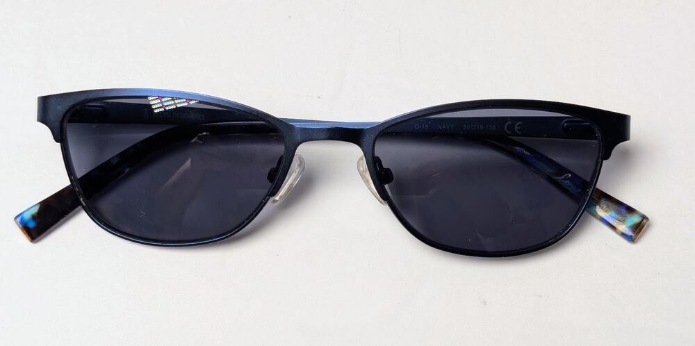 ED Ellen DeGeneres Eyeglasses FRAMES ONLY Womens Full Rim Sunglasses Navy Metal